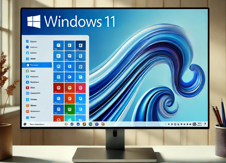 Computadora portátil con Windows 11 mostrando su escritorio y barra de tareas.